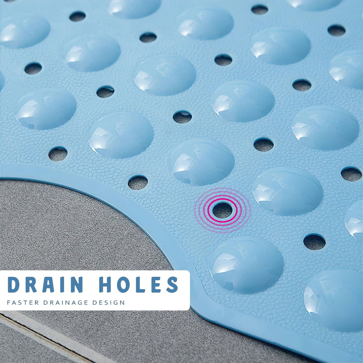 Non-Slip Shower Mat 100 x 40 cm – Suction Cups, Drain Holes, Blue, Pink or White - photo 6
