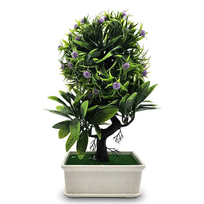 Artificial Bonsai Trees – Set of 2, Lilac Flowers, 27 cm, White Pots - photo 6
