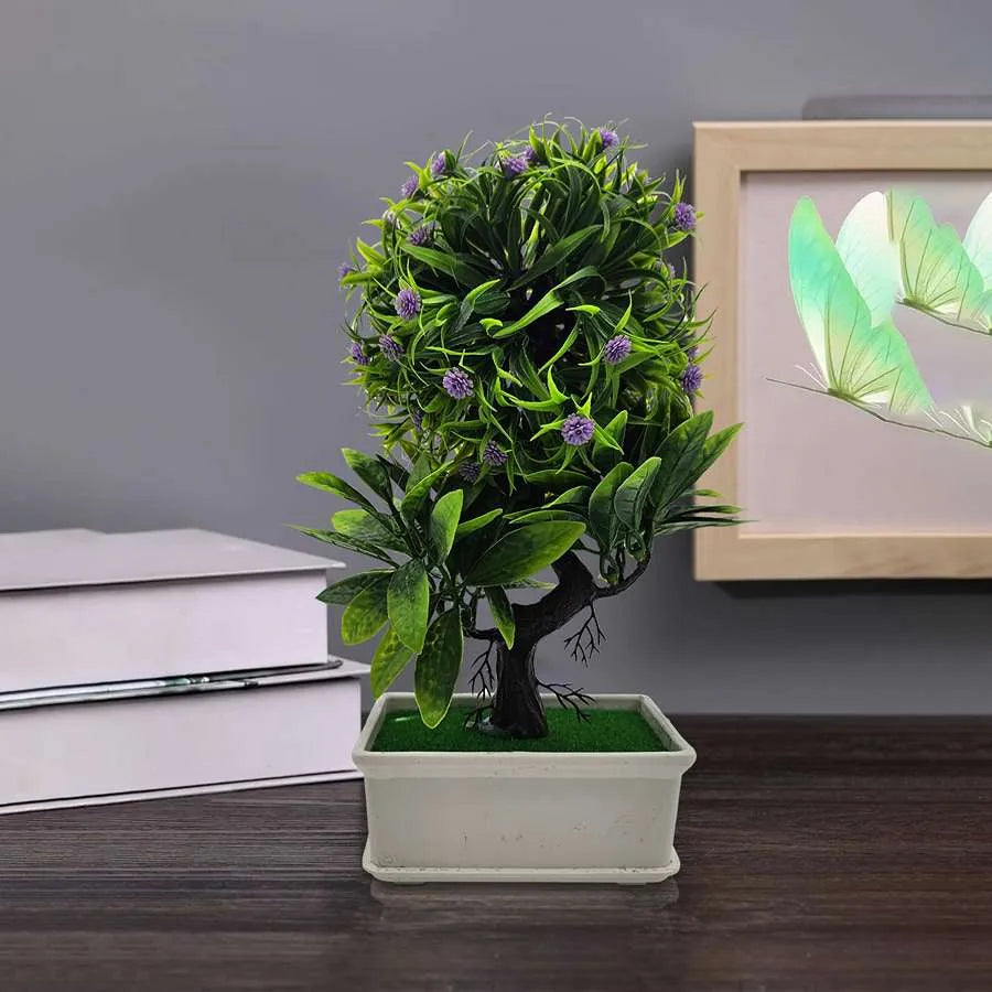 Artificial Bonsai Trees – Set of 2, Lilac Flowers, 27 cm, White Pots - photo 7