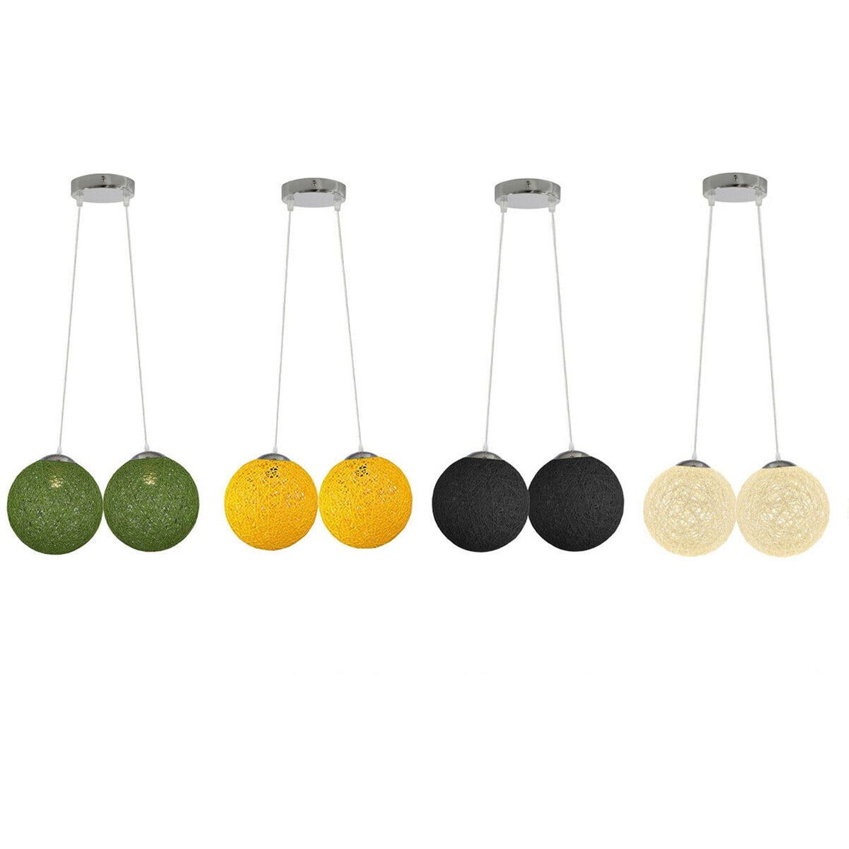 2-Light Rattan Ball Pendant – 20 cm Woven Shades, 7 Colours - photo 3