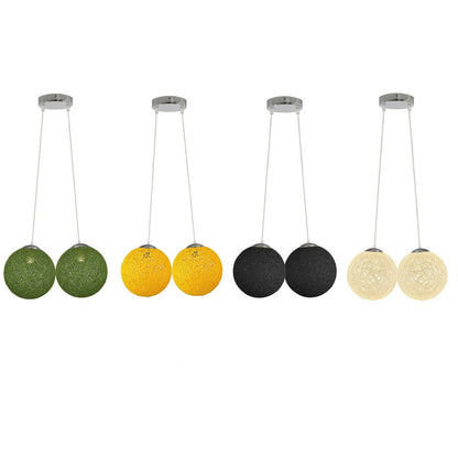 2-Light Rattan Ball Pendant – 20 cm Woven Shades, 7 Colours - photo 3