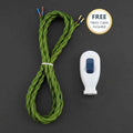 2 Core Fabric Lamp Cable with 16A Inline Rocker Switch - Army Green