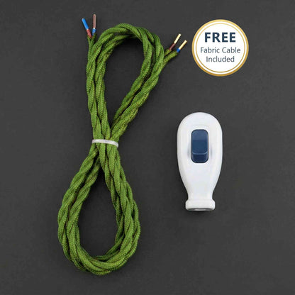 2 Core Fabric Lamp Cable with 16A Inline Rocker Switch - Army Green