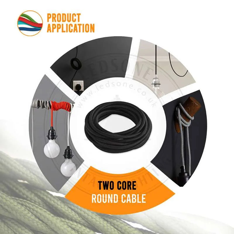 2 Core Round Fabric Cable 0.75mm – 1 m to 4 m - photo 4