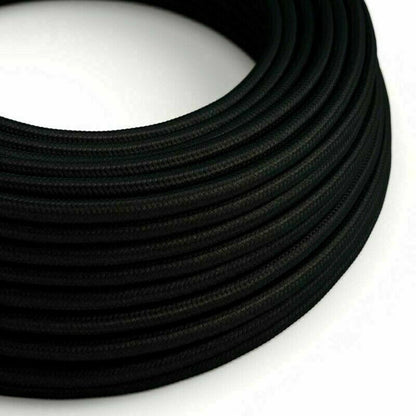 2 Core Round Fabric Cable 0.75mm – 1 m to 4 m - Black, 1 m