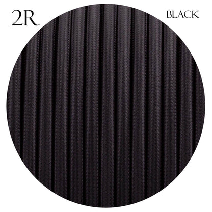 2 Core Round Fabric Cable 0.75mm – 1 m to 4 m - Black, 2 m