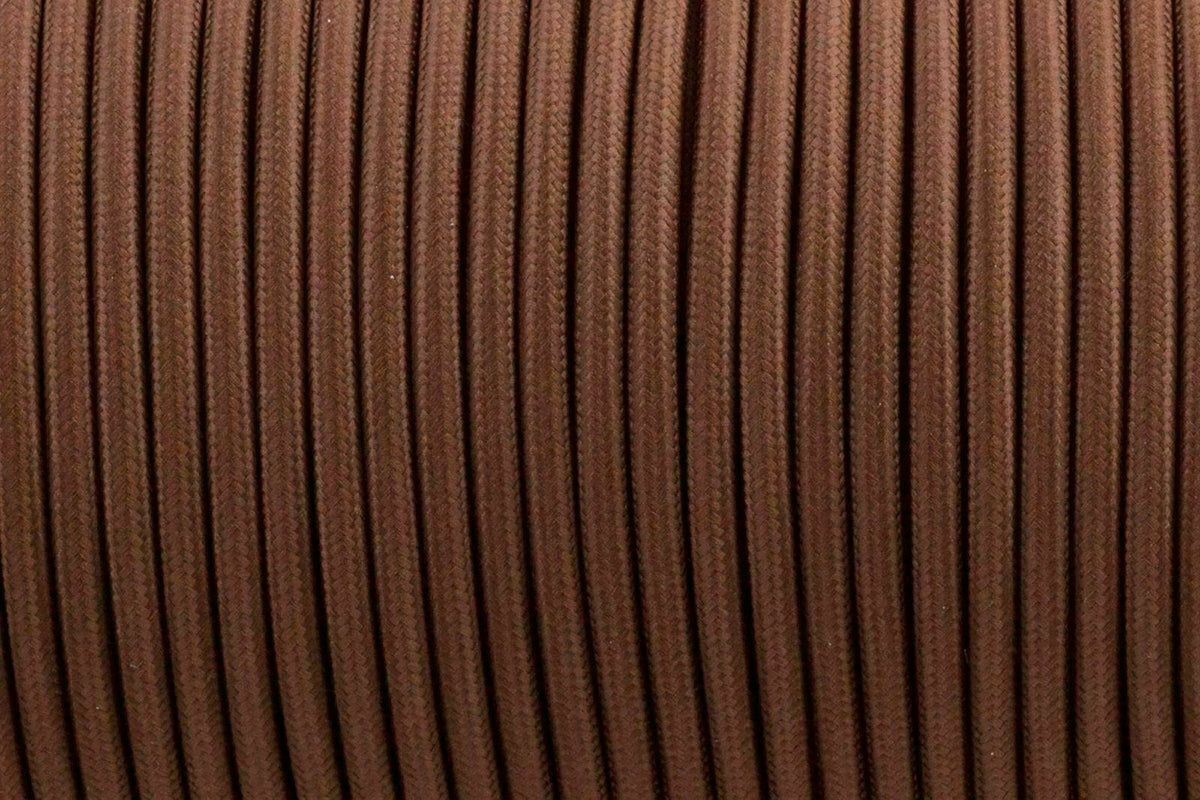 2 Core Round Fabric Cable 0.75mm – 1 m to 4 m - Brown, 1 m