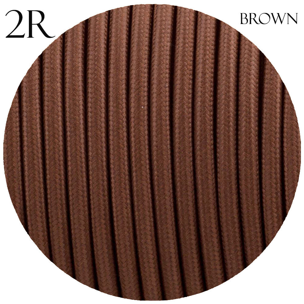 2 Core Round Fabric Cable 0.75mm – 1 m to 4 m - Brown, 2 m