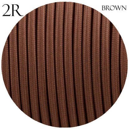 2 Core Round Fabric Cable 0.75mm – 1 m to 4 m - Brown, 2 m