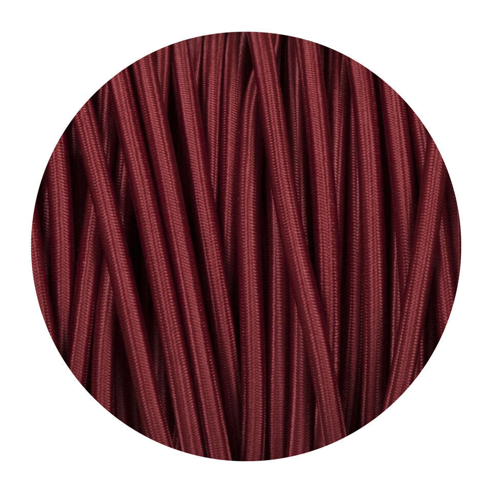 2 Core Round Fabric Cable 0.75mm – 1 m to 4 m - Burgundy, 2 m