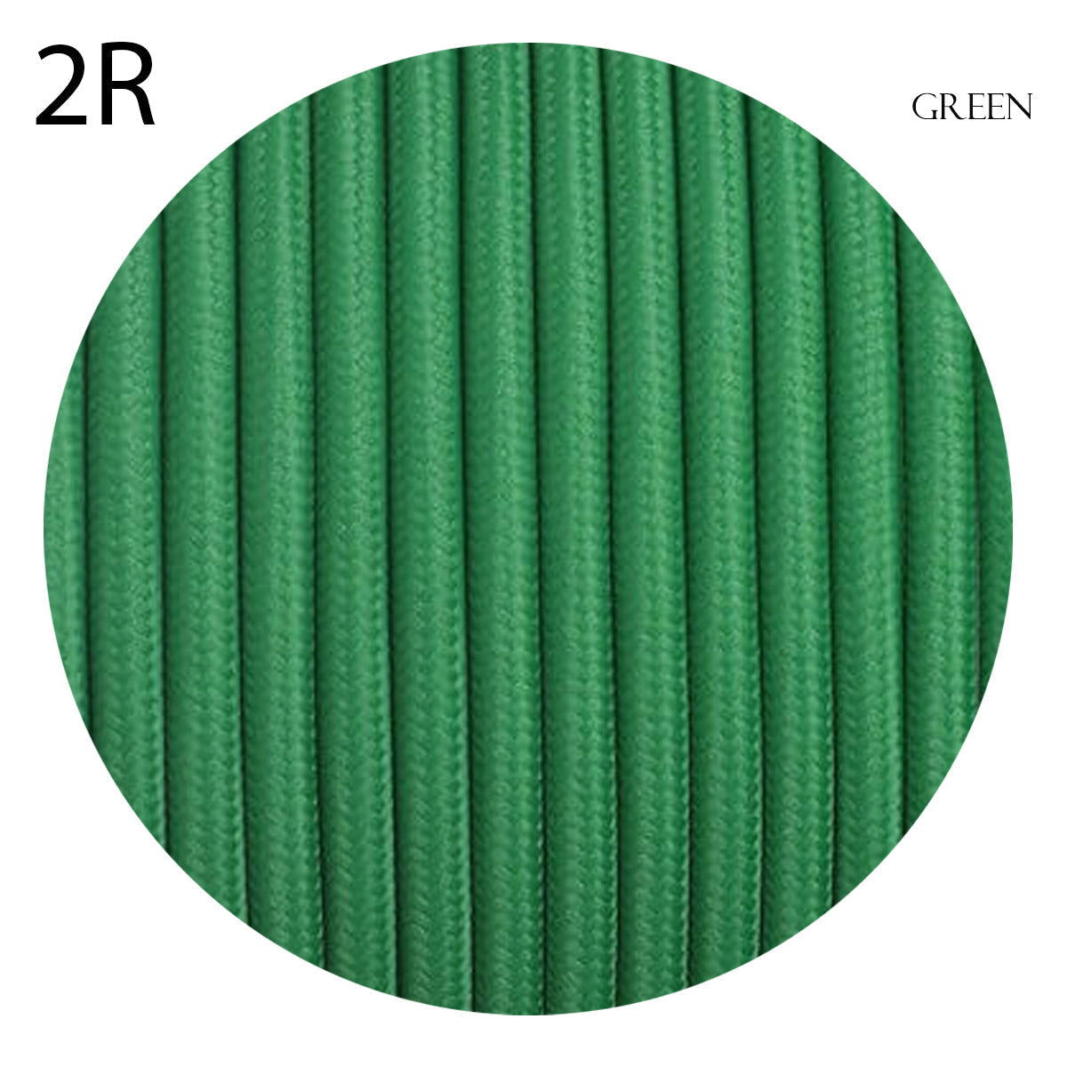 2 Core Round Fabric Cable 0.75mm – 1 m to 4 m - Green, 1 m
