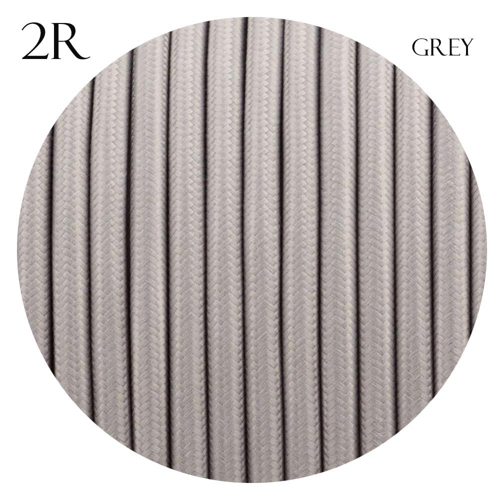 2 Core Round Fabric Cable 0.75mm – 1 m to 4 m - Grey, 1 m