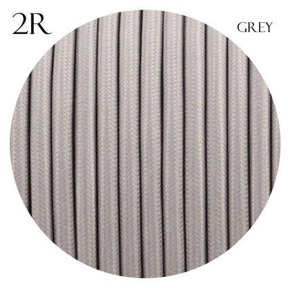2 Core Round Fabric Cable 0.75mm – 1 m to 4 m - Grey, 1 m