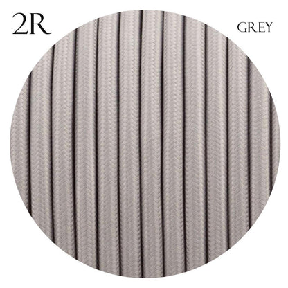 2 Core Round Fabric Cable 0.75mm – 1 m to 4 m - Grey, 2 m