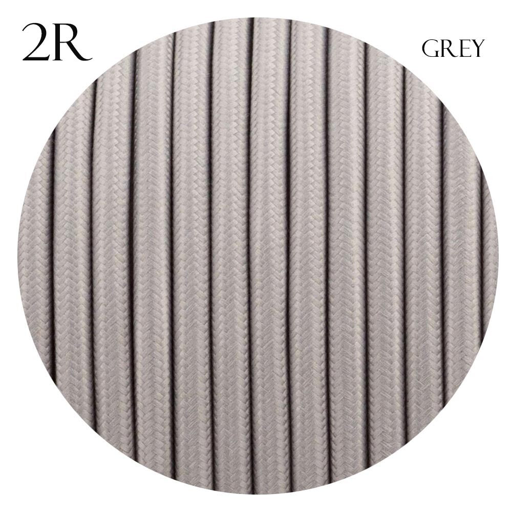 2 Core Round Fabric Cable 0.75mm – 1 m to 4 m - Grey, 3 m