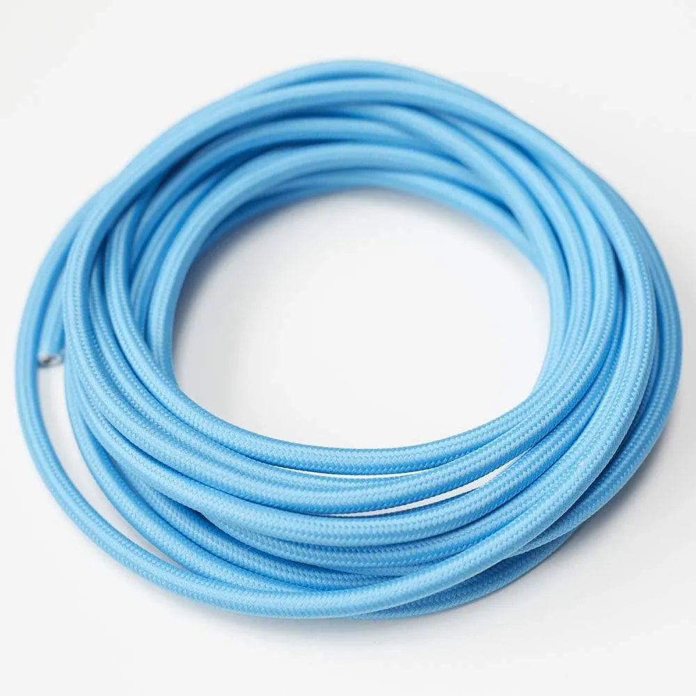 2 Core Round Fabric Cable 0.75mm – 1 m to 4 m - Light Blue, 1 m