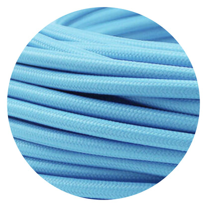 2 Core Round Fabric Cable 0.75mm – 1 m to 4 m - Light Blue, 3 m