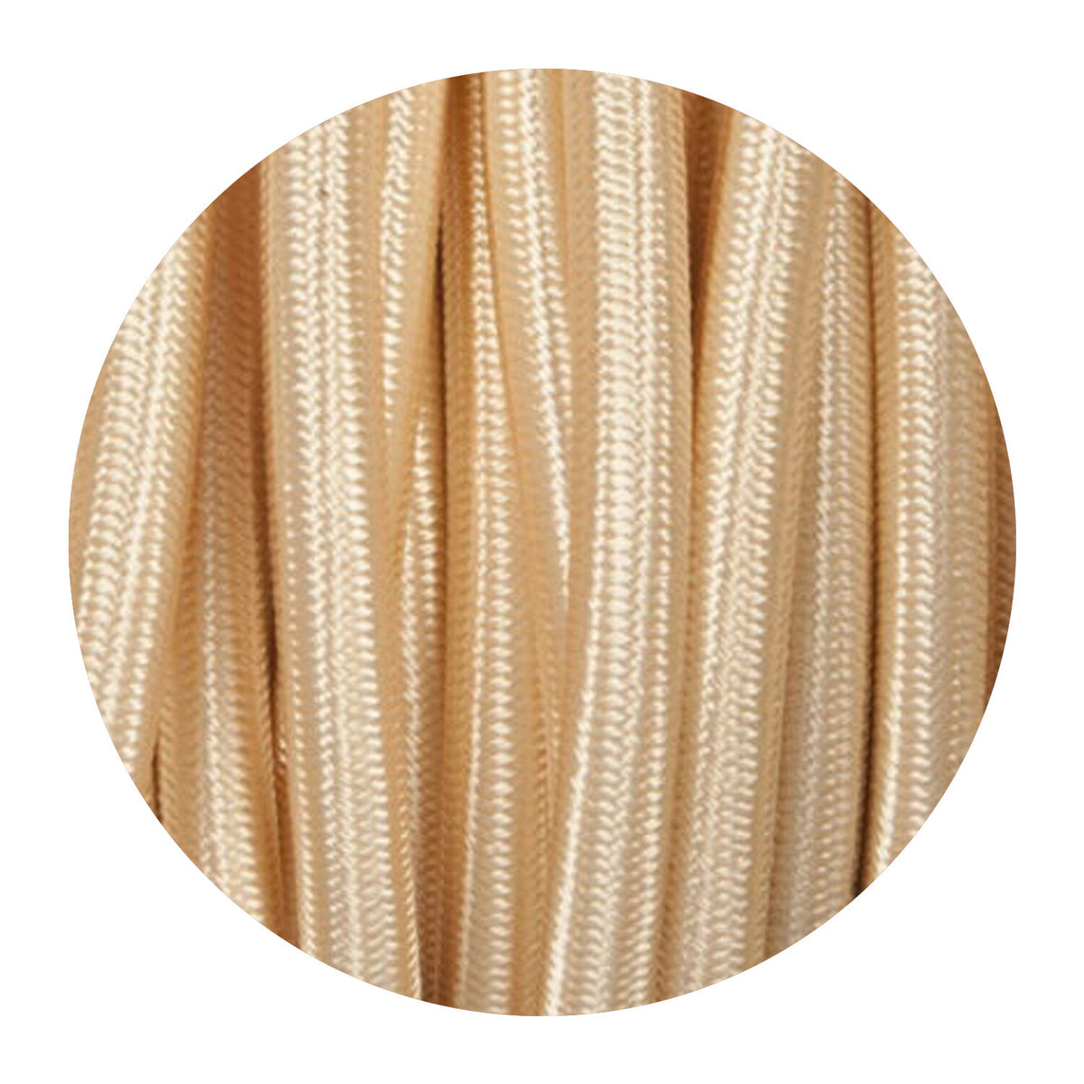 2 Core Round Fabric Cable 0.75mm – 1 m to 4 m - Light Gold, 1 m