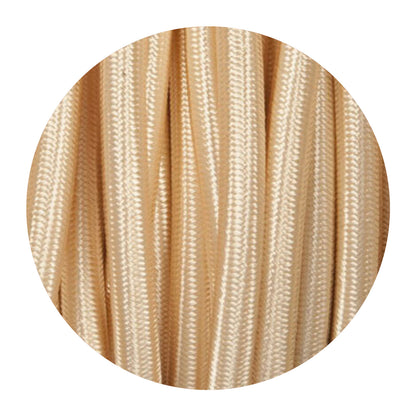 2 Core Round Fabric Cable 0.75mm – 1 m to 4 m - Light Gold, 1 m