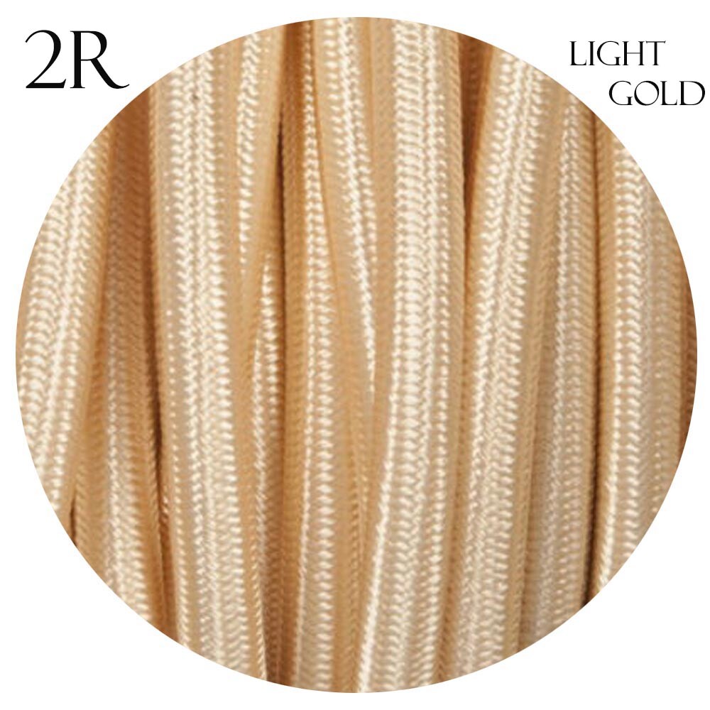 2 Core Round Fabric Cable 0.75mm – 1 m to 4 m - Light Gold, 3 m