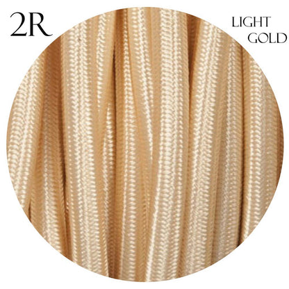 2 Core Round Fabric Cable 0.75mm – 1 m to 4 m - Light Gold, 3 m