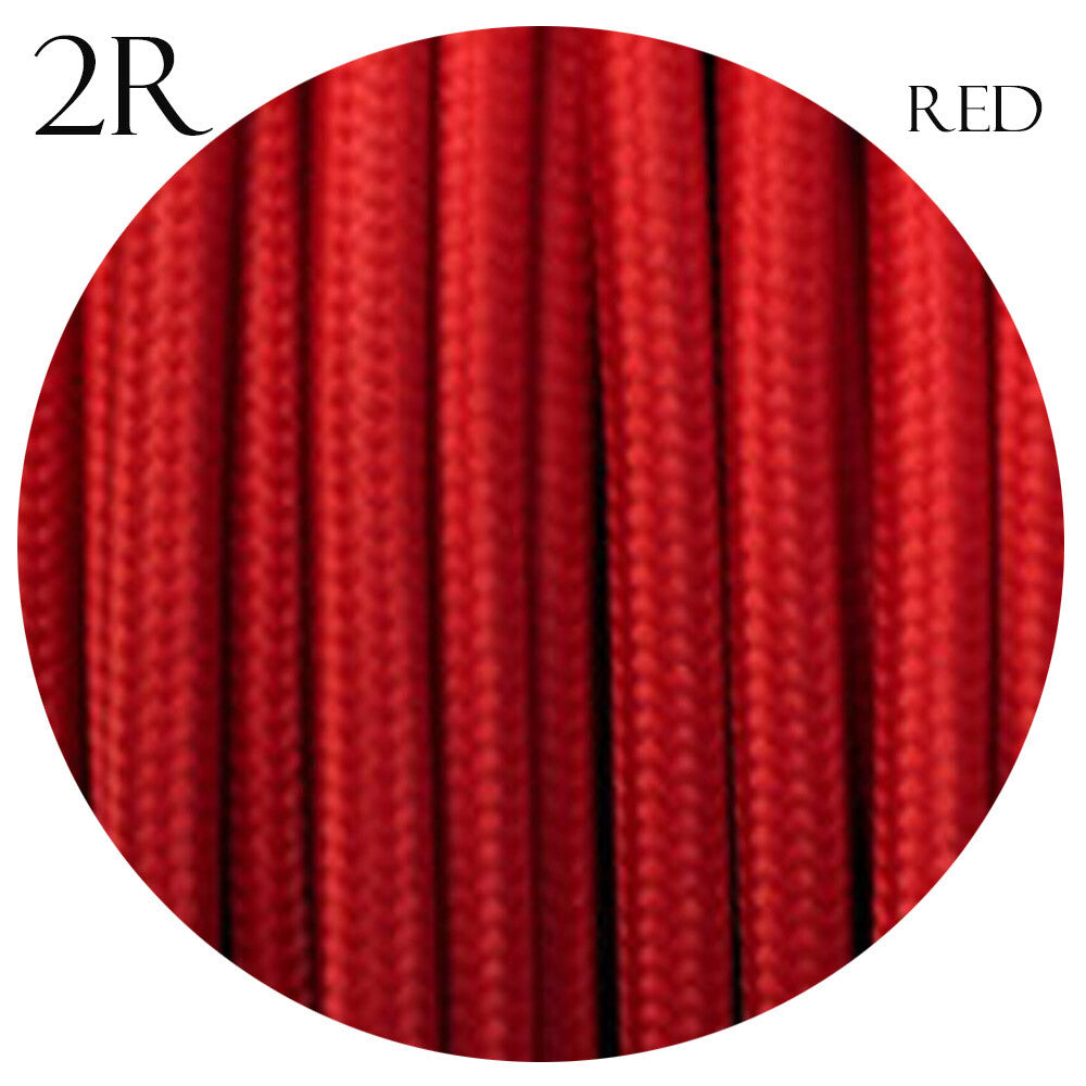 2 Core Round Fabric Cable 0.75mm – 1 m to 4 m - Red, 2 m