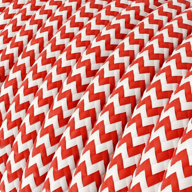 2 Core Round Fabric Cable 0.75mm – 1 m to 4 m - Red & White, 1 m