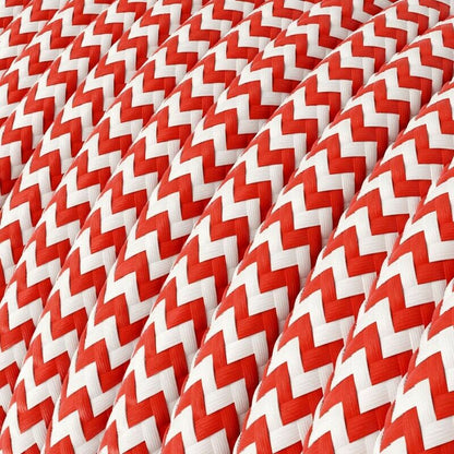 2 Core Round Fabric Cable 0.75mm – 1 m to 4 m - Red & White, 1 m