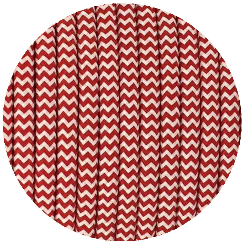 2 Core Round Fabric Cable 0.75mm – 1 m to 4 m - Red & White, 3 m