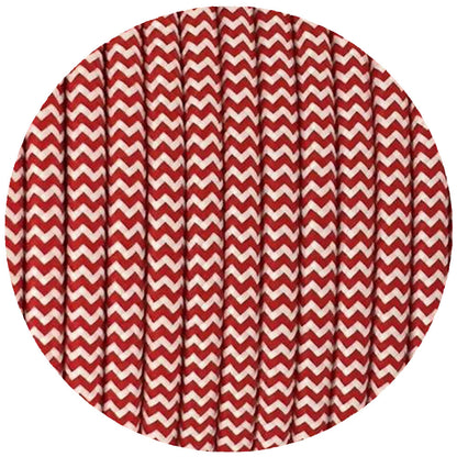 2 Core Round Fabric Cable 0.75mm – 1 m to 4 m - Red & White, 3 m