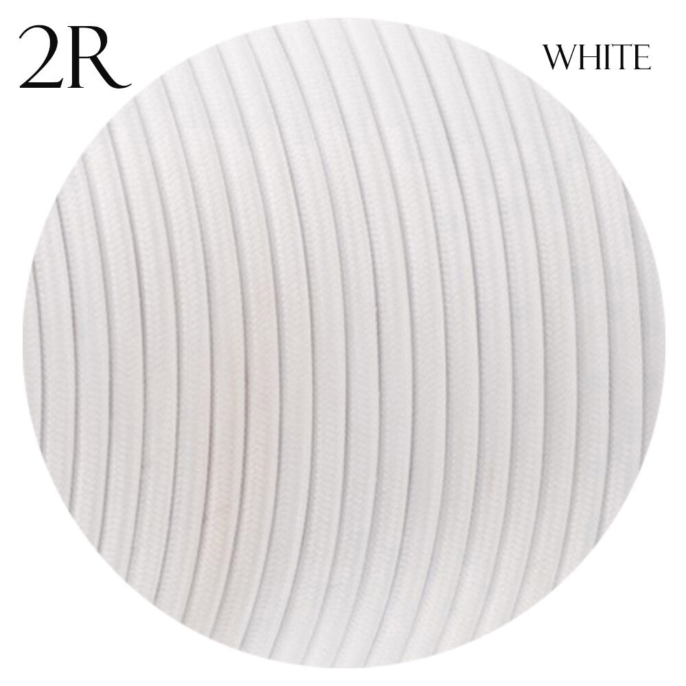 2 Core Round Fabric Cable 0.75mm – 1 m to 4 m - White, 3 m