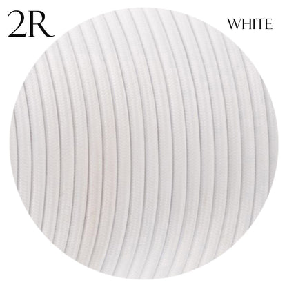 2 Core Round Fabric Cable 0.75mm – 1 m to 4 m - White, 3 m
