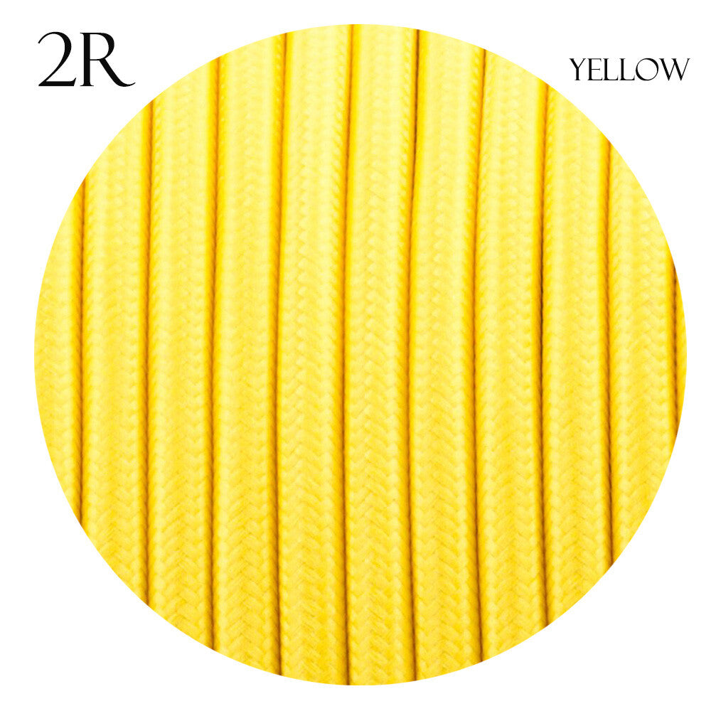 2 Core Round Fabric Cable 0.75mm – 1 m to 4 m - Yellow, 2 m