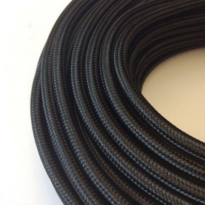2 Core Round Fabric Cable 0.75mm – 5 m to 15 m - Black, 5 m
