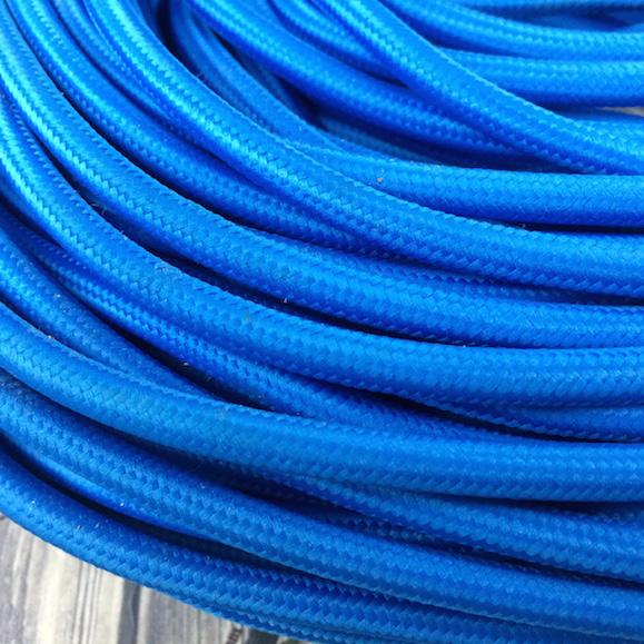 2 Core Round Fabric Cable 0.75mm – 5 m to 15 m - Blue, 10 m
