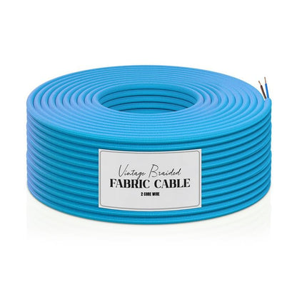 2 Core Round Fabric Cable 0.75mm – 5 m to 15 m - Blue, 15 m