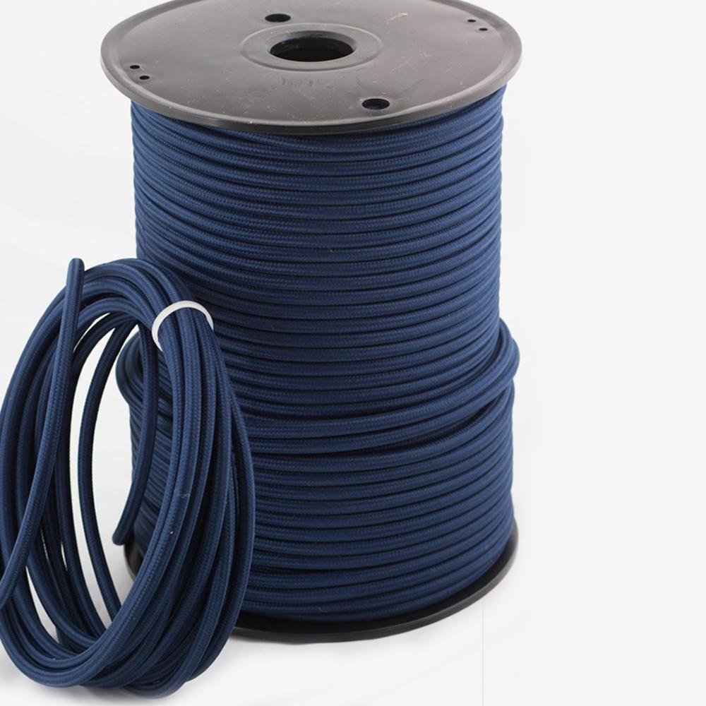 2 Core Round Fabric Cable 0.75mm – 5 m to 15 m - Dark Blue, 10 m