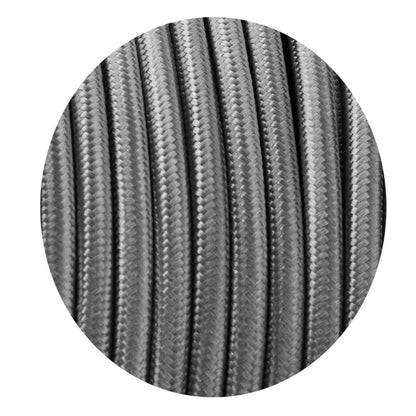 2 Core Round Fabric Cable 0.75mm – 5 m to 15 m - Grey, 5 m