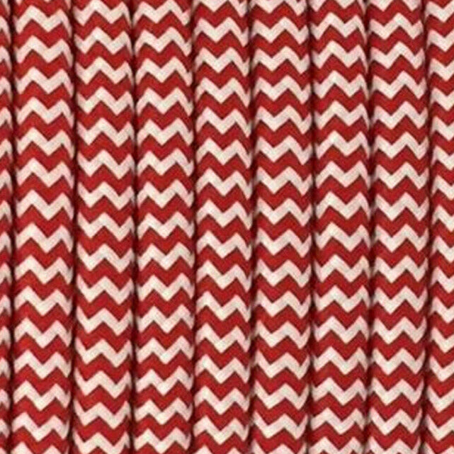 2 Core Round Fabric Cable 0.75mm – 5 m to 15 m - Red & White, 5 m