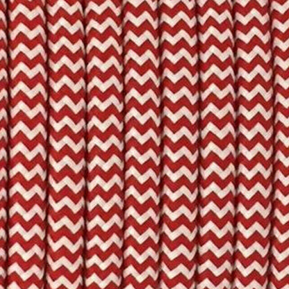 2 Core Round Fabric Cable 0.75mm – 5 m to 15 m - Red & White, 5 m