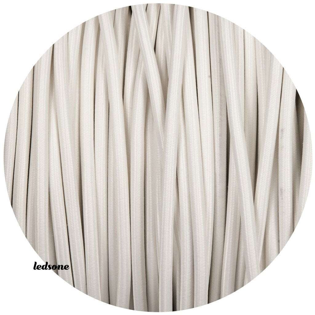 2 Core Round Fabric Cable 0.75mm – 5 m to 15 m - White, 5 m