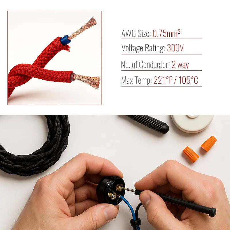 2 Core Twisted Fabric Cable 0.75mm – 1 m to 4 m - photo 7