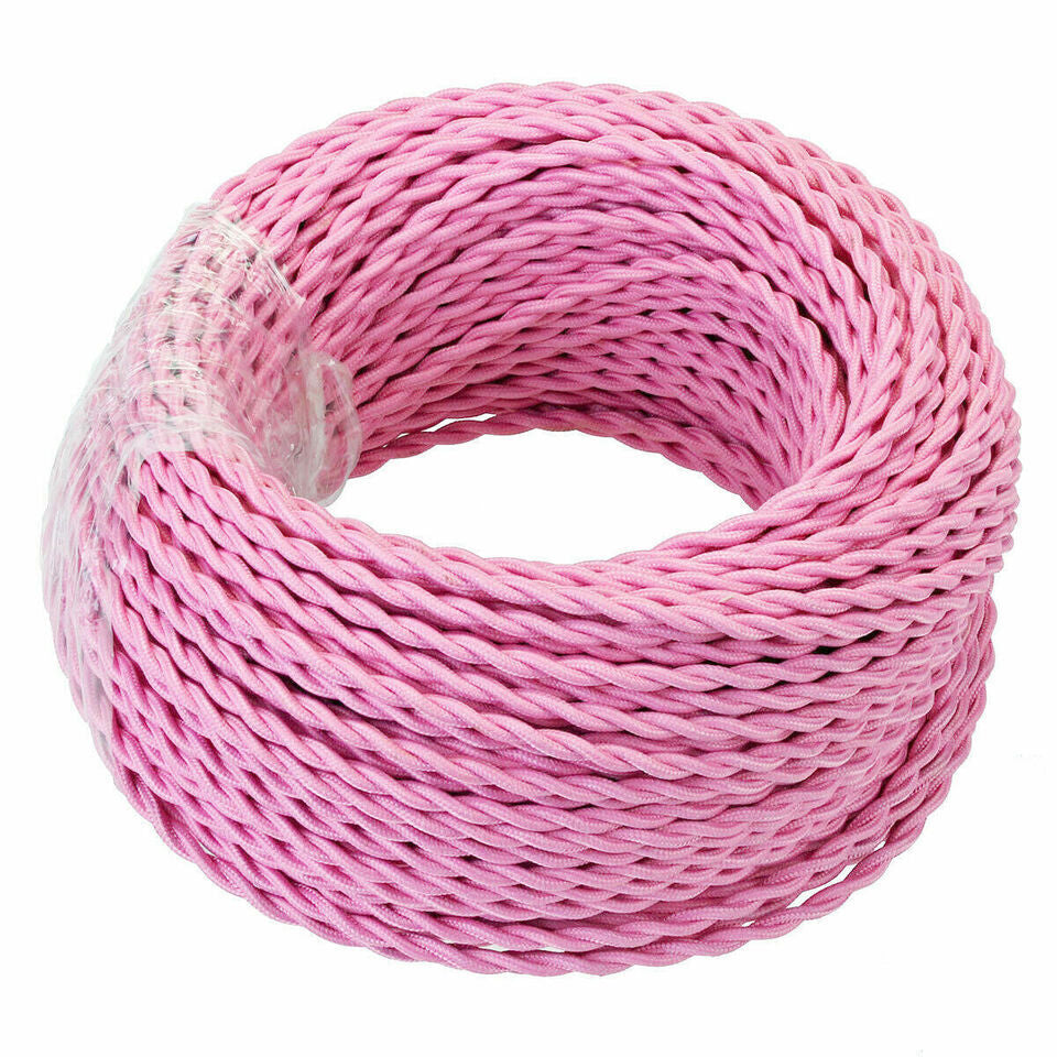 2 Core Twisted Fabric Cable 0.75mm – 1 m to 4 m - Baby Pink, 2 m