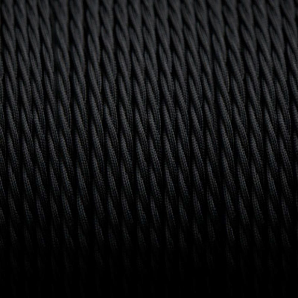 2 Core Twisted Fabric Cable 0.75mm – 1 m to 4 m - Black, 1 m