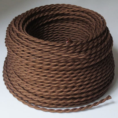 2 Core Twisted Fabric Cable 0.75mm – 1 m to 4 m - Brown, 2 m