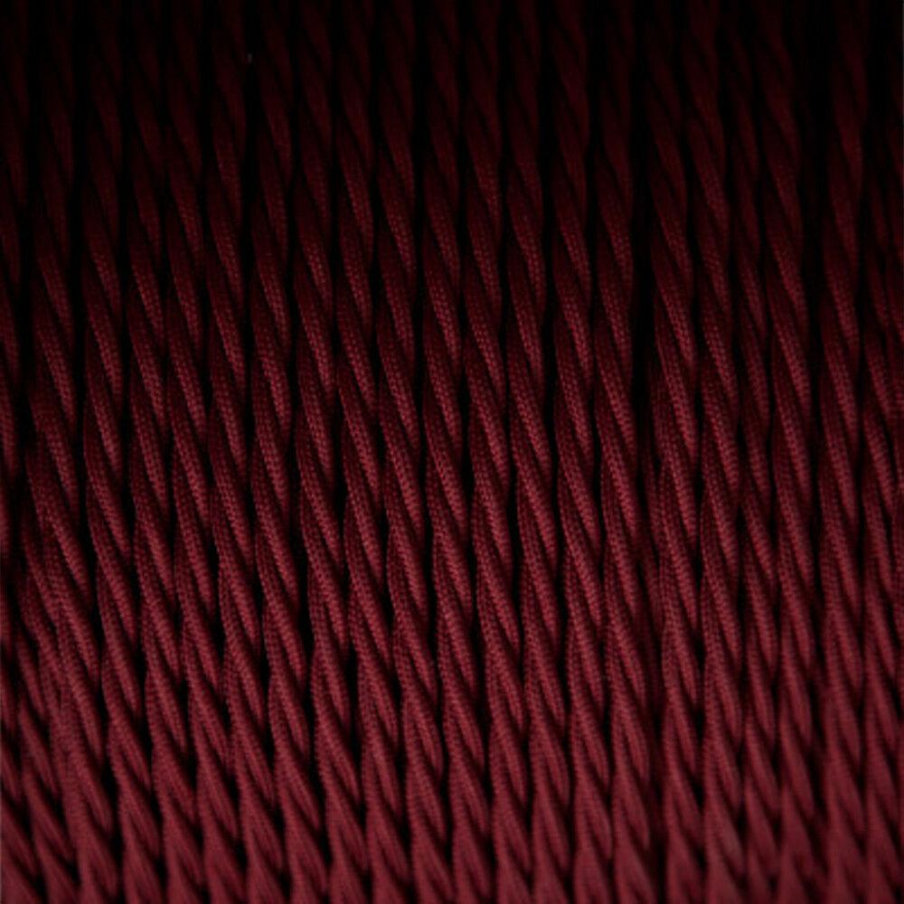 2 Core Twisted Fabric Cable 0.75mm – 1 m to 4 m - Burgundy, 1 m