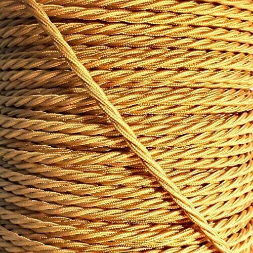 2 Core Twisted Fabric Cable 0.75mm – 1 m to 4 m - Gold, 2 m