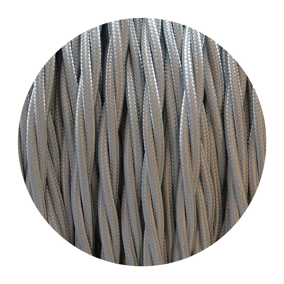 2 Core Twisted Fabric Cable 0.75mm – 1 m to 4 m - Grey, 1 m