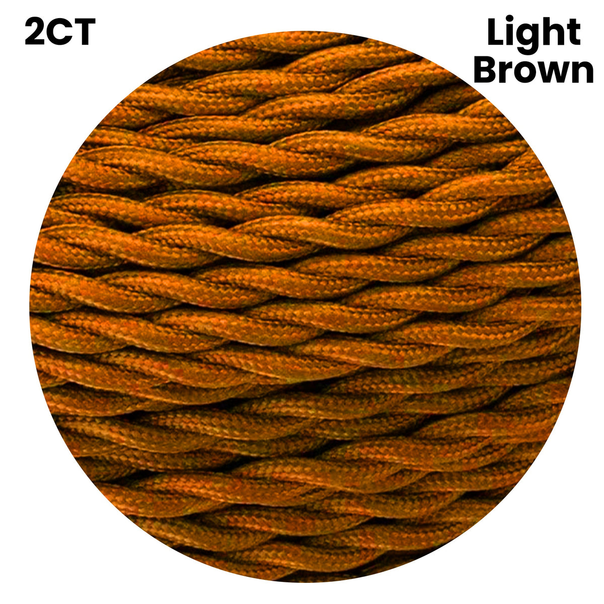 2 Core Twisted Fabric Cable 0.75mm – 1 m to 4 m - Light Brown, 1 m