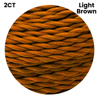 2 Core Twisted Fabric Cable 0.75mm – 1 m to 4 m - Light Brown, 1 m